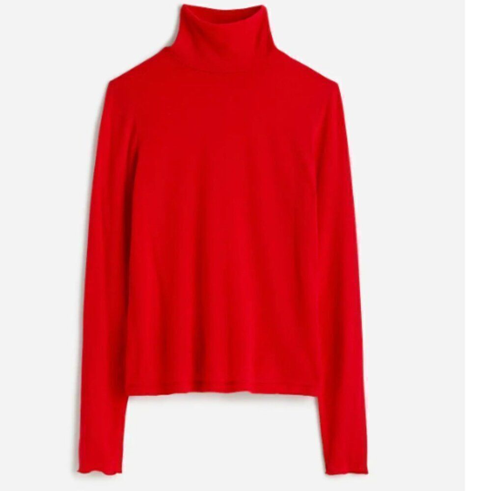 Madewell NT910 Wool-Blend Turtleneck Long-Sleeve Tee in cherry red NWT xxs